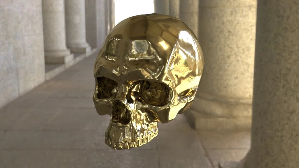 Skull OBJ render with gold
